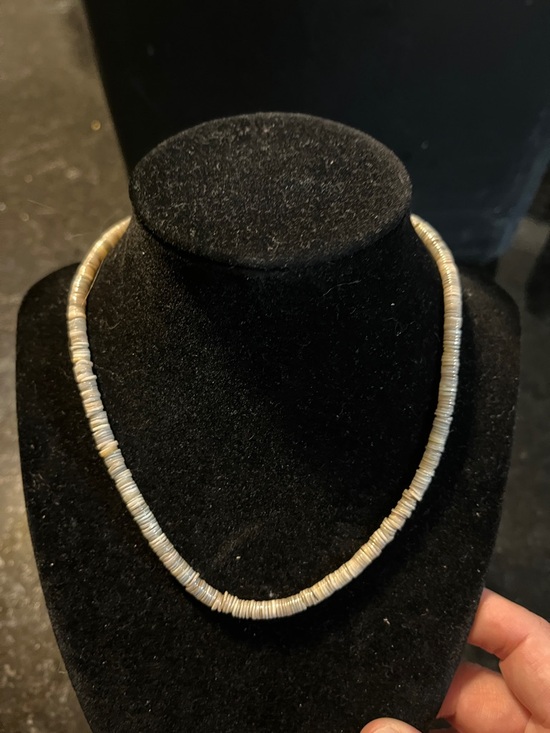 Jewelry - Beaded Disc Necklace in Beige-Taupe - Women Jewelry